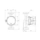 Grundfos Alpha 1 GO 32-60 keringető szivattyú méretrajza, 180 mm, G 2", jelölt méretek