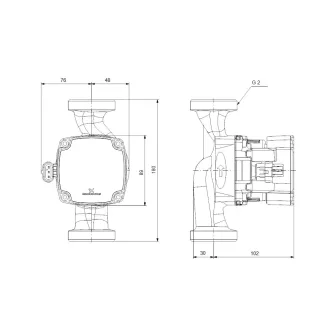 GRUNDFOS Alpha 1 GO 32-60 keringető szivattyú fekete kijelzővel és piros házzal