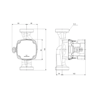 Grundfos Alpha 1 32-80 keringető szivattyú piros-fekete házzal, LED kijelzős kezelőfelülettel