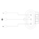 Grundfos Alpha 1 GO 25-80 szivattyú bekötési rajza L, N és földelés csatlakozókkal