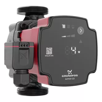 Grundfos Alpha 1 GO 25-40 keringető szivattyú LED kijelzővel, teljesítmény kijelzés wattban