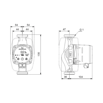 Grundfos Alpha2 15-40 keringető szivattyú hőszigeteléssel és digitális kijelzős kezelőfelülettel