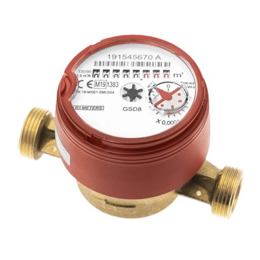 B-METERS GSD8 AC vízóra melegvízre, szárazon futó, csatlakozás nélkül, 110mm, 2.5 m3/h, 1/2"