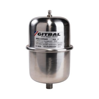   GITRAL AB2 INOX 2 literes HMV tágulási tartály, 1/2"
