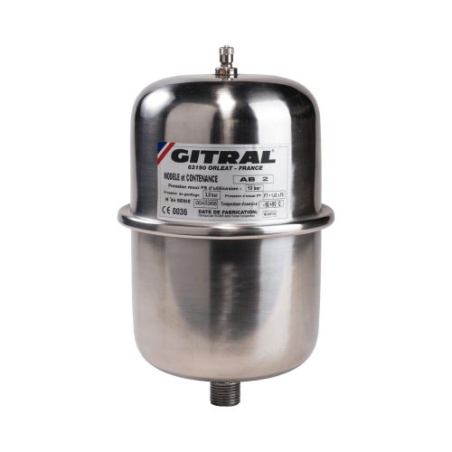 GITRAL AB2 INOX 2 literes HMV tágulási tartály, 1/2"
