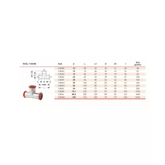 FixTrend Steel Press szénacél egál T-idom, 88.9mm