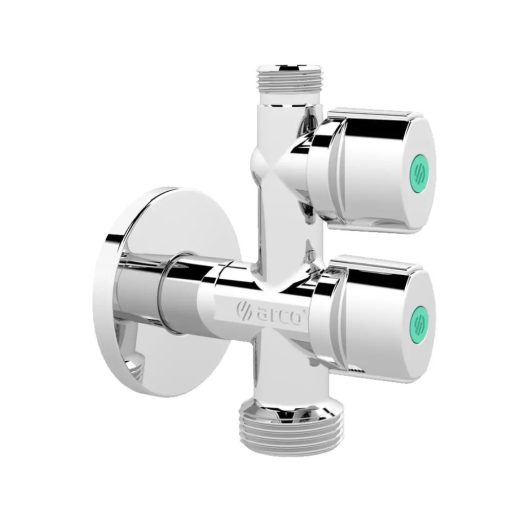 ARCO VITAQ Combi MAC kombinált sarokcsap fém fogantyúkkal, 1/2" x 3/4" x 3/8"