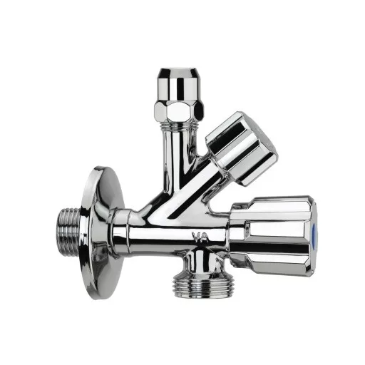 ALBERTONI kombinált sarokszelep, 1/2" x 3/4" x 3/8"