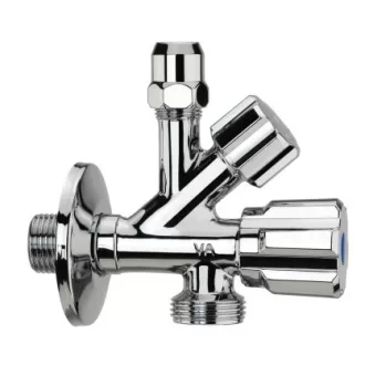   ALBERTONI kombinált sarokszelep, 1/2" x 3/4" x 3/8"