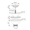 FixTrend mosogató leeresztőszelep, fémdugóval (szűrő), 6/4"x114mm