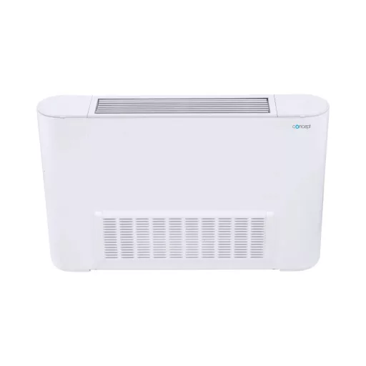 Concept MKH1 parapetes 2 csöves fan-coil fehér burkolattal, elölnézet, felső légrács és alsó szellőzőnyílás