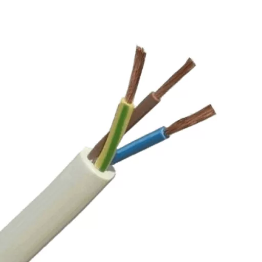 H05VV-F 3x4mm2 fehér tömlővezeték kibontott réz erekkel, barna kék zöld-sárga szigetelés