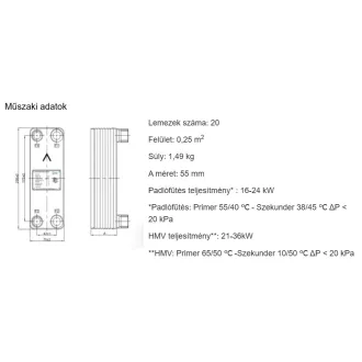 Concept forrasztott lemezes hőcserélő fekete hőszigeteléssel, négy 3/4" csatlakozóval, típuscímkével