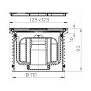 X HL 37NPr rácstartó padlóösszefolyóhoz inox ráccsal, Primus bűzzáral, DN110, 123 x 123 mm