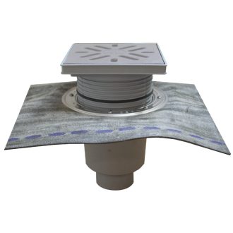   HL 616HSW/1 Perfekt kültéri víznyelő függőleges kifolyóval és gallérral, DN110,  244 x 244 mm