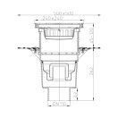 HL 616HSW/1 Perfekt kültéri víznyelő függőleges kifolyóval és gallérral, DN110,  244 x 244 mm