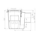 HL 71G pincei padlóösszefolyó vízszintes kifolyóval és öntöttvas ráccsal, DN110, 170 x 240 mm