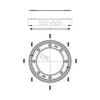 HL 8300 szigetelőkészlet inox szorítótárcsával fekete EPDM fólián, 500x500 mm