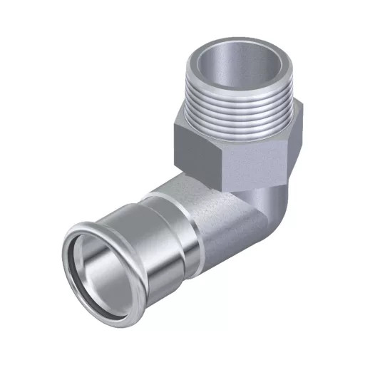 FixTrend Inox press könyök 90 fokos, 28 mm press véggel és 1 colos külső menettel
