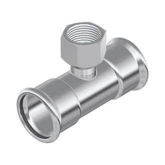   FixTrend Inox press T-idom, menetes ággal, 22 - 3/4" - 22 mm