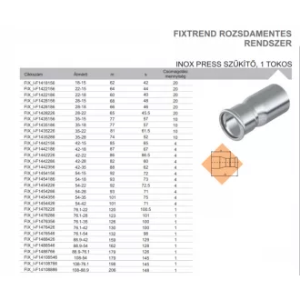 FixTrend Inox press 1 tokos szűkítő, 42 - 15 mm