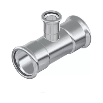 FixTrend Inox press szűkített T-idom rozsdamentes préscsatlakozókkal, 108-54-108 mm