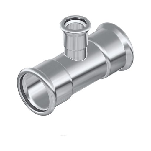 FixTrend Inox press szűkített T-idom, 88.9 - 76.1 - 88.9 mm