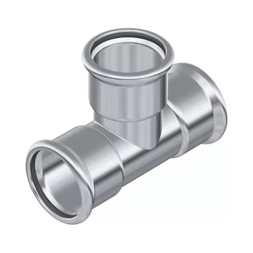 FixTrend Inox press egál T-idom 18 mm, rozsdamentes acél press-idom három csatlakozóval