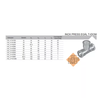 FixTrend Inox press egál T-idom, 42 mm
