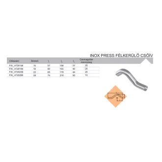 FixTrend Inox press félkerülő csőív, 15 mm