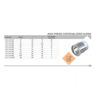 FixTrend Inox press kupak, 15 mm
