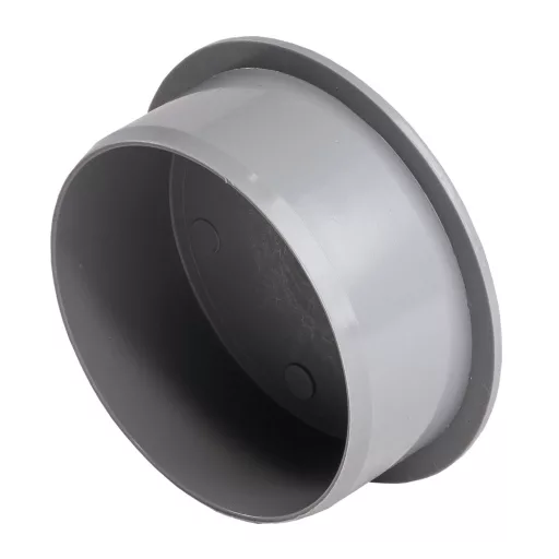 Szürke PVC PIPELIFE KAM végdugó peremes tokvéggel, 50 mm, oldalnézet