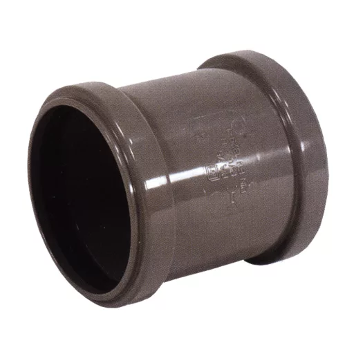 Barna PVC lefolyó áttoló karmantyú kétoldali tokvéggel, 32 mm, PIPELIFE KAU