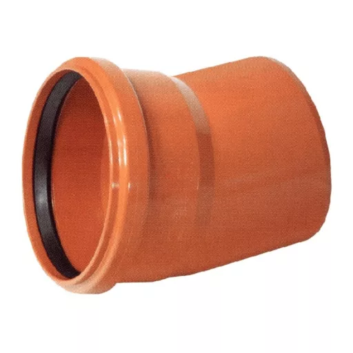 Narancsszínű PIPELIFE KGB csatorna könyök 15°, 125 mm, tokos gumigyűrűs csatlakozással