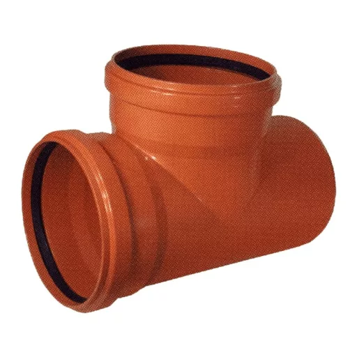 PIPELIFE KGEA narancssárga PVC csatorna T-ágidom 90° 125/125 mm gumigyűrűs tokkal