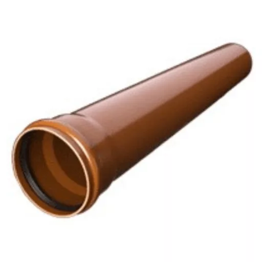 Barna PIPELIFE KGEM tokos KG lefolyócső gumigyűrűs tokvéggel, 125 mm átmérő, 1 méter
