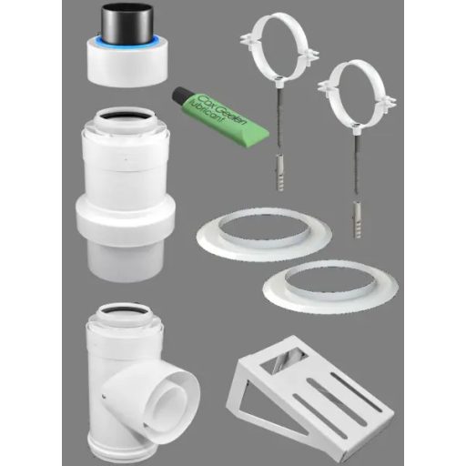 TRICOX KULCS50 koncentrikus külső fali szerelő csomag PPs/alu 60/100 mm