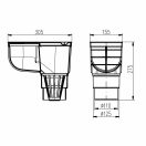 FixTrend alsó kifolyású ereszcsatorna bekötő idom lombfogó kosárral szürke színben, DN 110/125