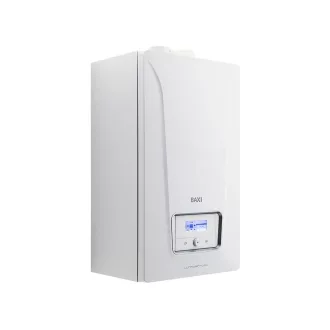 BAXI Luna Century 1.24 ERP fali kondenzációs fűtőkazán fehér előlapja, LCD kijelzővel
