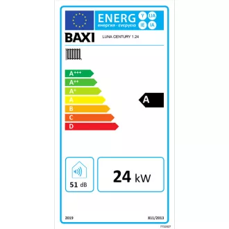 BAXI Luna Century 1.24 ERP fali kondenzációs fűtőkazán fehér előlapja, LCD kijelzővel