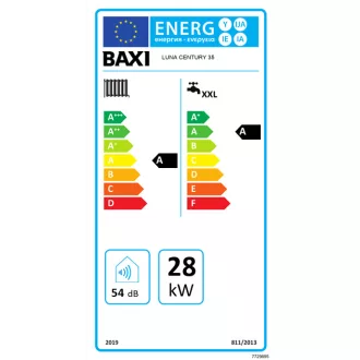 BAXI Luna Century 35 ERP fali kondenzációs kombi kazán elölnézetből, LCD kijelzővel