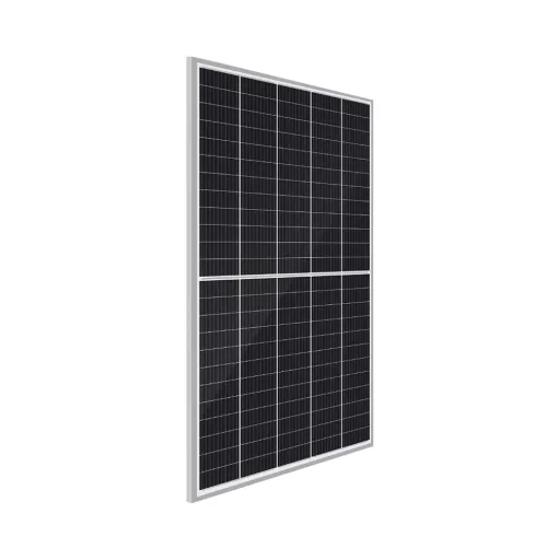EURENER MEPV420 HC monokristályos napelem panel ezüst kerettel, féltcellás, ferde nézet