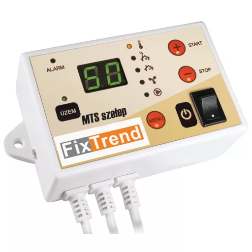 FixTrend MTS digitális termosztát keverőszelephez, kijelzővel, START/STOP gombokkal, kapcsolóval