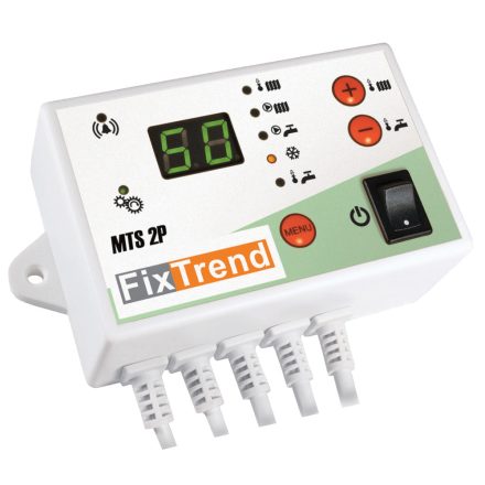 FixTrend MTS2P vezérlő termosztát, szivattyú védelem, HMV előnykapcsolás, 2 szivattyú vezérlés