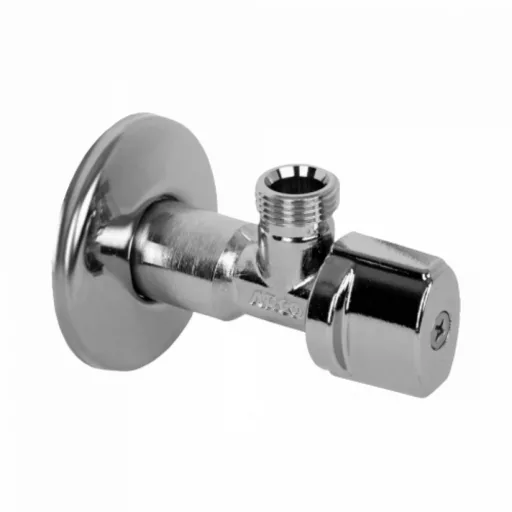 Króm ARCO A-80 Nova sarokcsap fali rozettával, 1/2" x 3/8" csatlakozással, oldalnézet