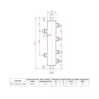   DELTA 6 csonkos inox hidraulikus váltó szigeteléssel, 1”, 6.6 m3/h
