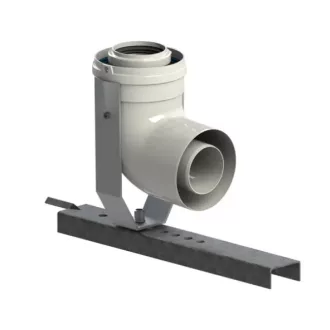 Tricox PABK05 koncentrikus bekötő könyök 87° acél tartósínnel, PPs/alu 110/160 mm