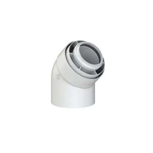 Tricox PAKÖ052 koncentrikus könyök 45° PPs/alu 110/160 mm, fehér füstcső idom