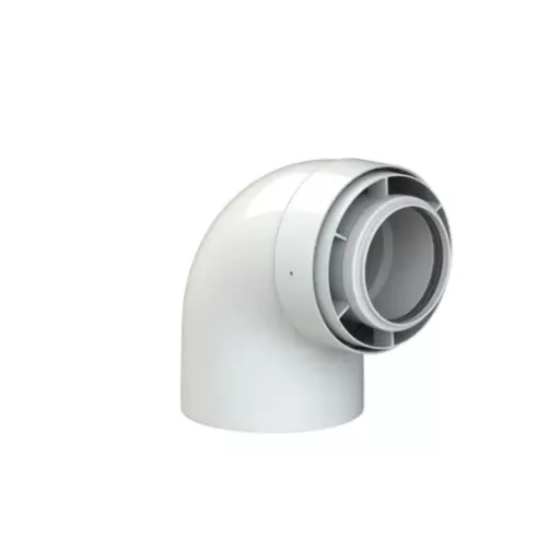 Tricox PAKÖ601C koncentrikus könyök 87°, PPs/alu 80/125 mm, fehér füstgázelvezető idom