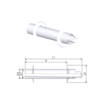 TRICOX PAPA50 koncentrikus vízszintes parapet PPs/alu 60/100 mm